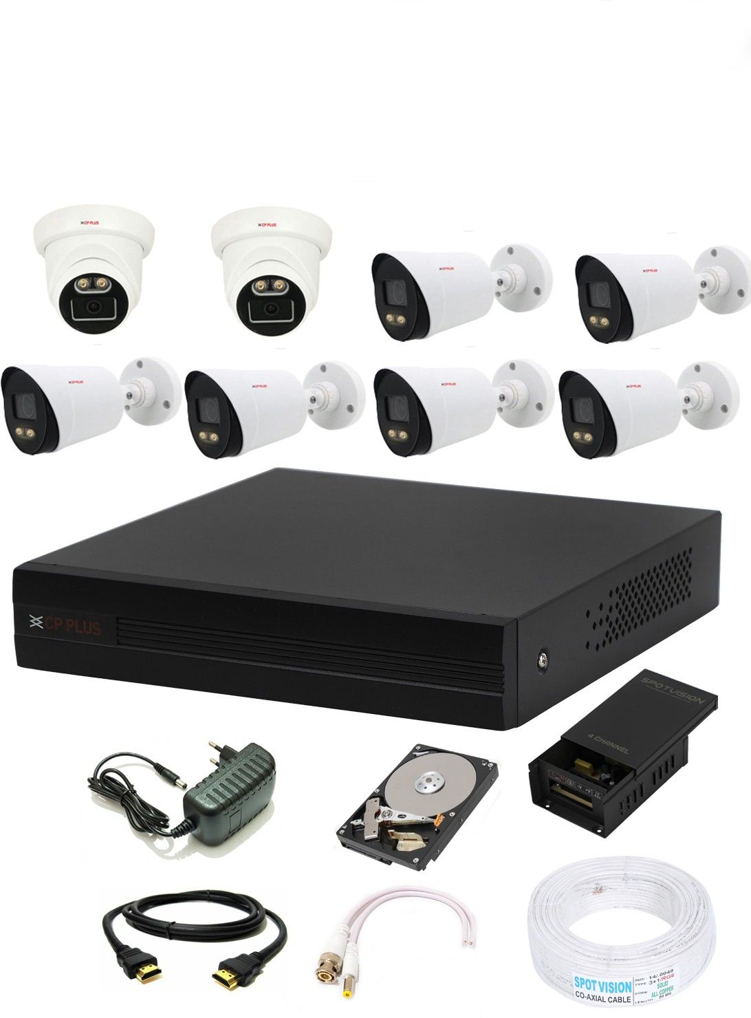 CP PLUS 8 Channal HD DVR 1080p 1Pcs,Colorful View In Nightvision Outdoor Camera 2.4 MP 6Pcs, Indoor Camera 2.4 MP 2Pcs,1 TB Hard Disk,Full combo set Security Camera-picture-12