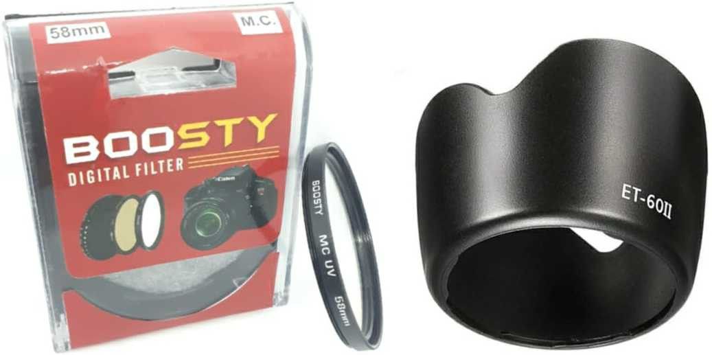 BOOSTY Flower Lens Hood + 58mm M.C.U.V. filter for Eos Camera LensLens Hood-image-1