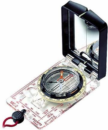 orienteering map navigation compass liquid filled with sighting mirror. compass