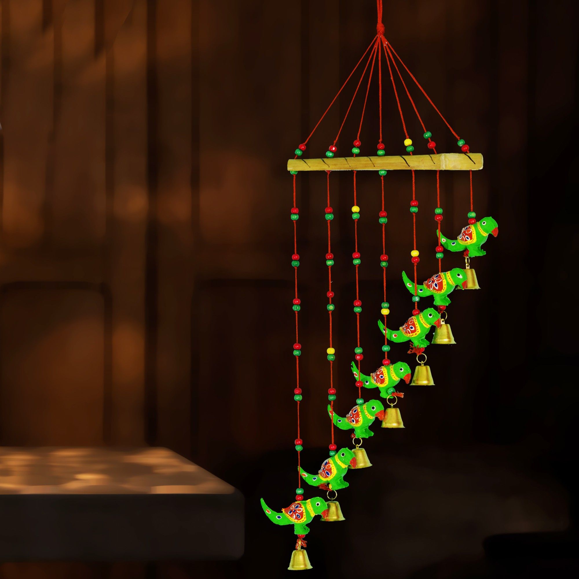 Handcrafted Parrot Door Hanging Wood Windchime Plastic, Wood Windchime-image-39