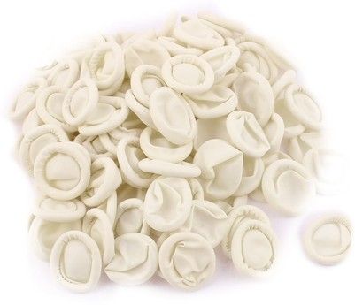 Supreme- [PACK OF 100] ANTI-STATIC (ESD SAFE) CHLORINATED DISPOSABLE LATEX FINGER COTS [REUSABLE RUBBER FINGERTIPS] 4 MIL THICK - White Latex Safety Gloves-image-1