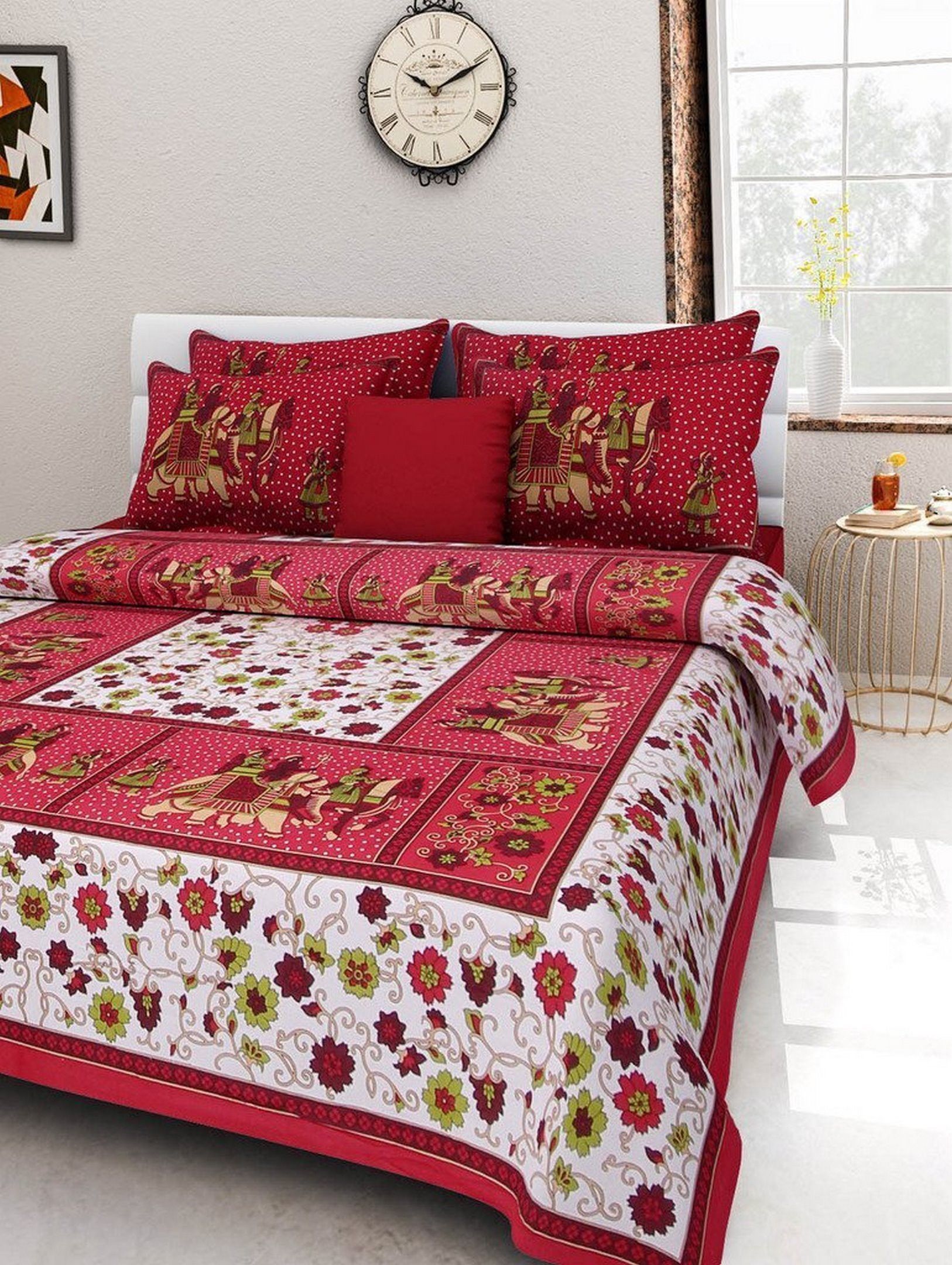150 TC Cotton Queen Printed Flat Bedsheet