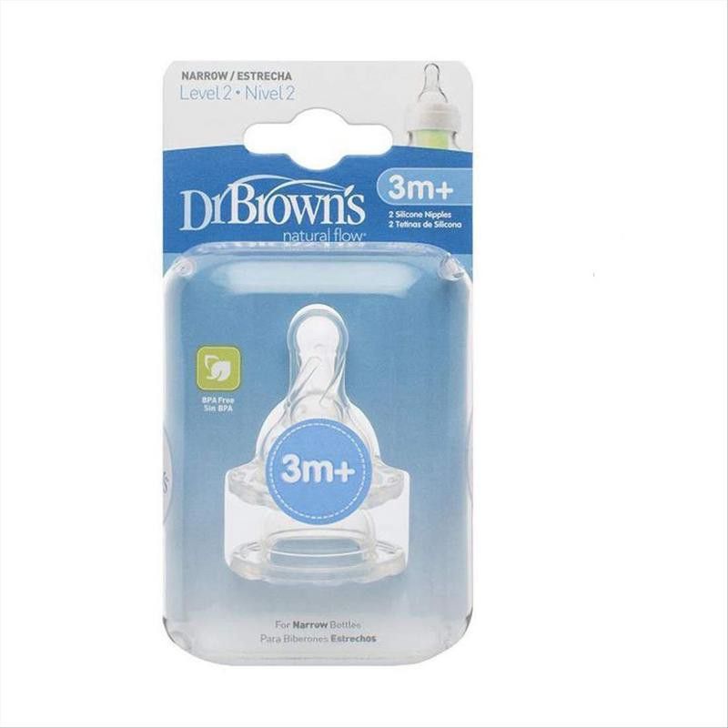 Natural Flow Level 2 Silicone Narrow Neck Nipple, set of 2 (3m+) New Born Flow Nipple-image-46
