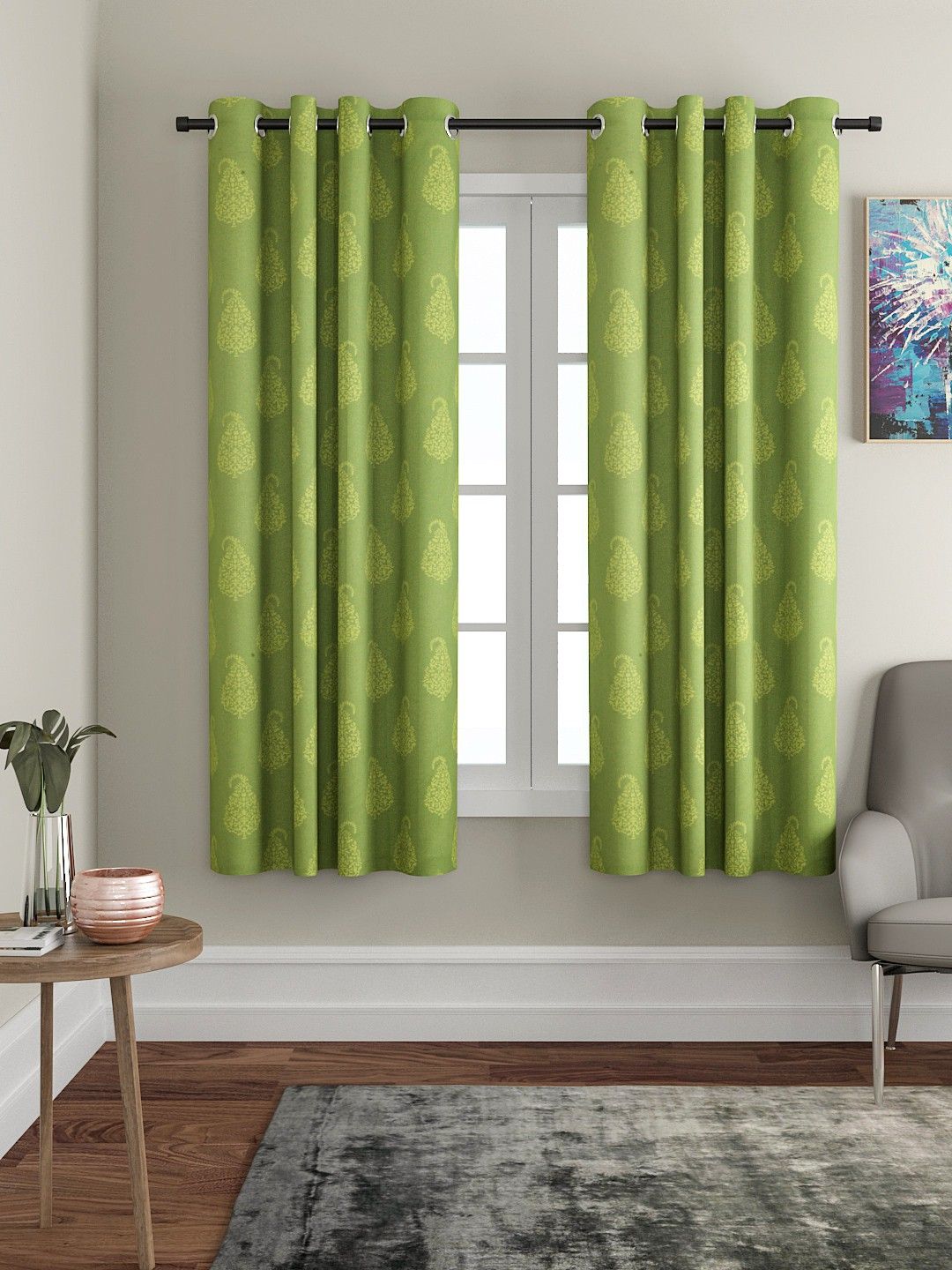 soumya 157 cm (5 ft) Cotton Room Darkening Window Curtain Single Curtain-picture-10