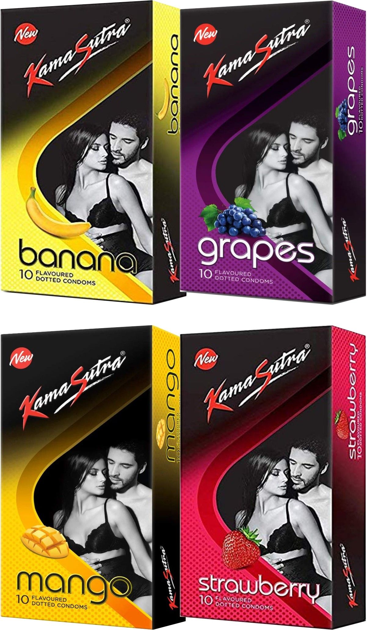kamasutra Banana Grape Mango Strawberry Flavour Combo Pack Condom-picture-27