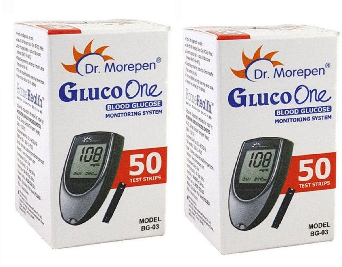dr. morepen BG-03 50 STRIP PACK OF 2 100 Glucometer Strips Glucometer-picture-10