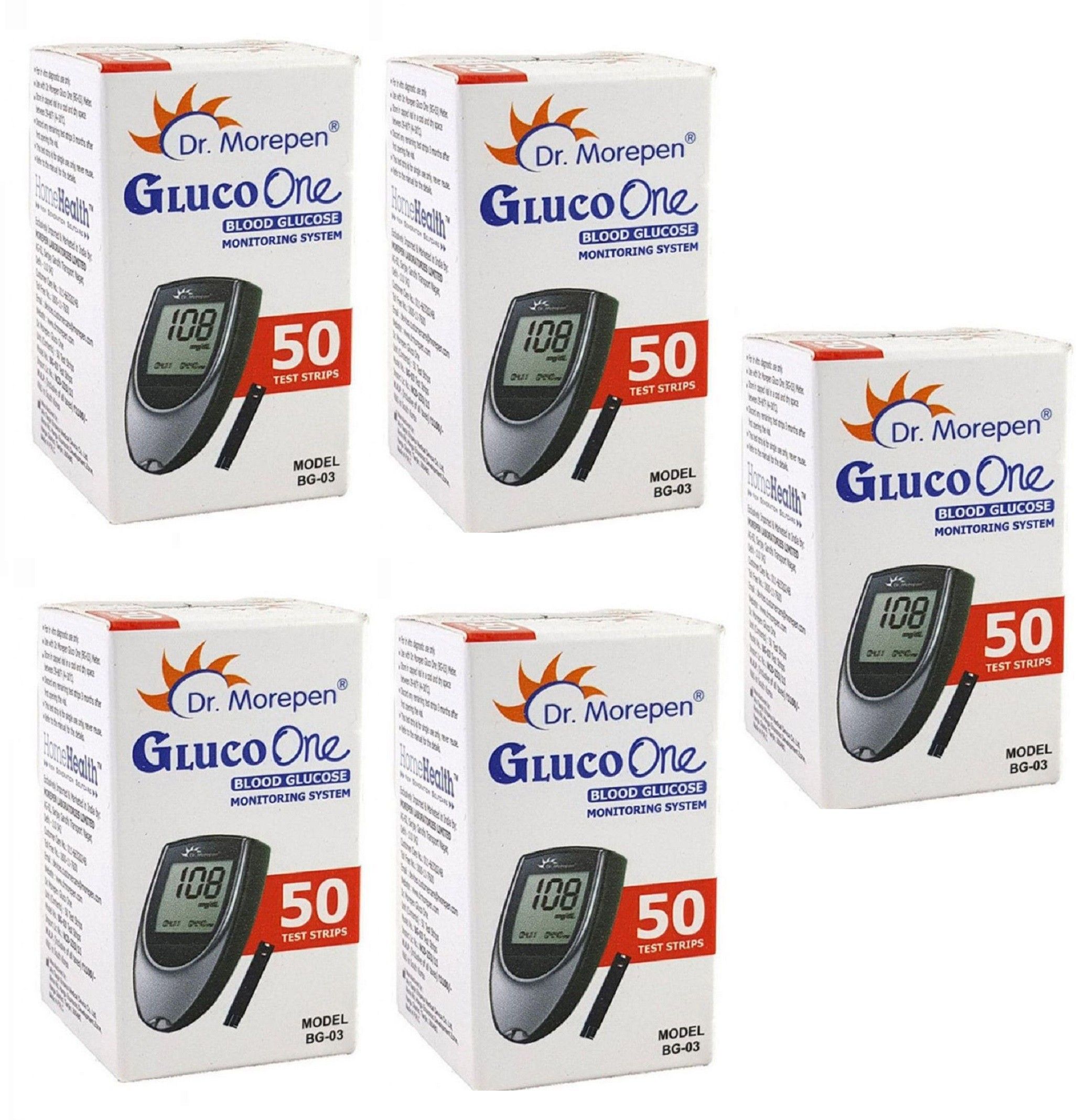 Dr. Morepen BG-03 Blood Glucose Test Strips 50s Pack (Pack of 5) 250 Glucometer Strips-picture-29