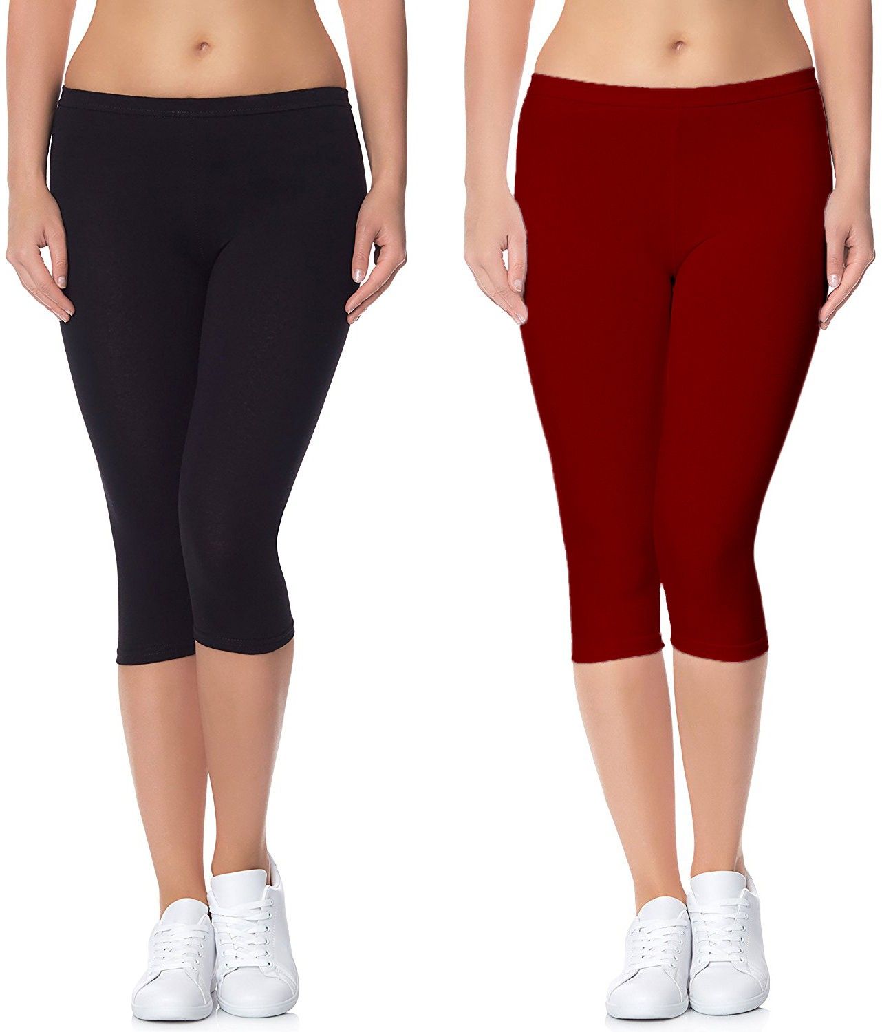 lili Cotton Lycra 220 GSM Bio-Wash Women Black, Maroon Capri-picture-10