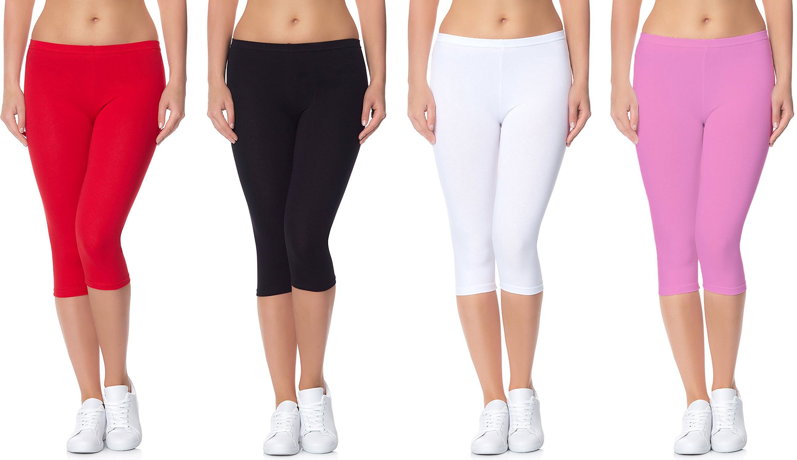 lili Cotton Lycra 220 GSM Bio-Wash Women Red, White, Black, Pink Capri-picture-25