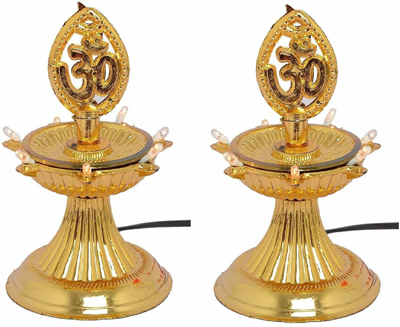 esp 1 Layer New Electric Gold LED Bulb Lights Diya Plastic (Pack of 2) Table Diya Set-picture-28