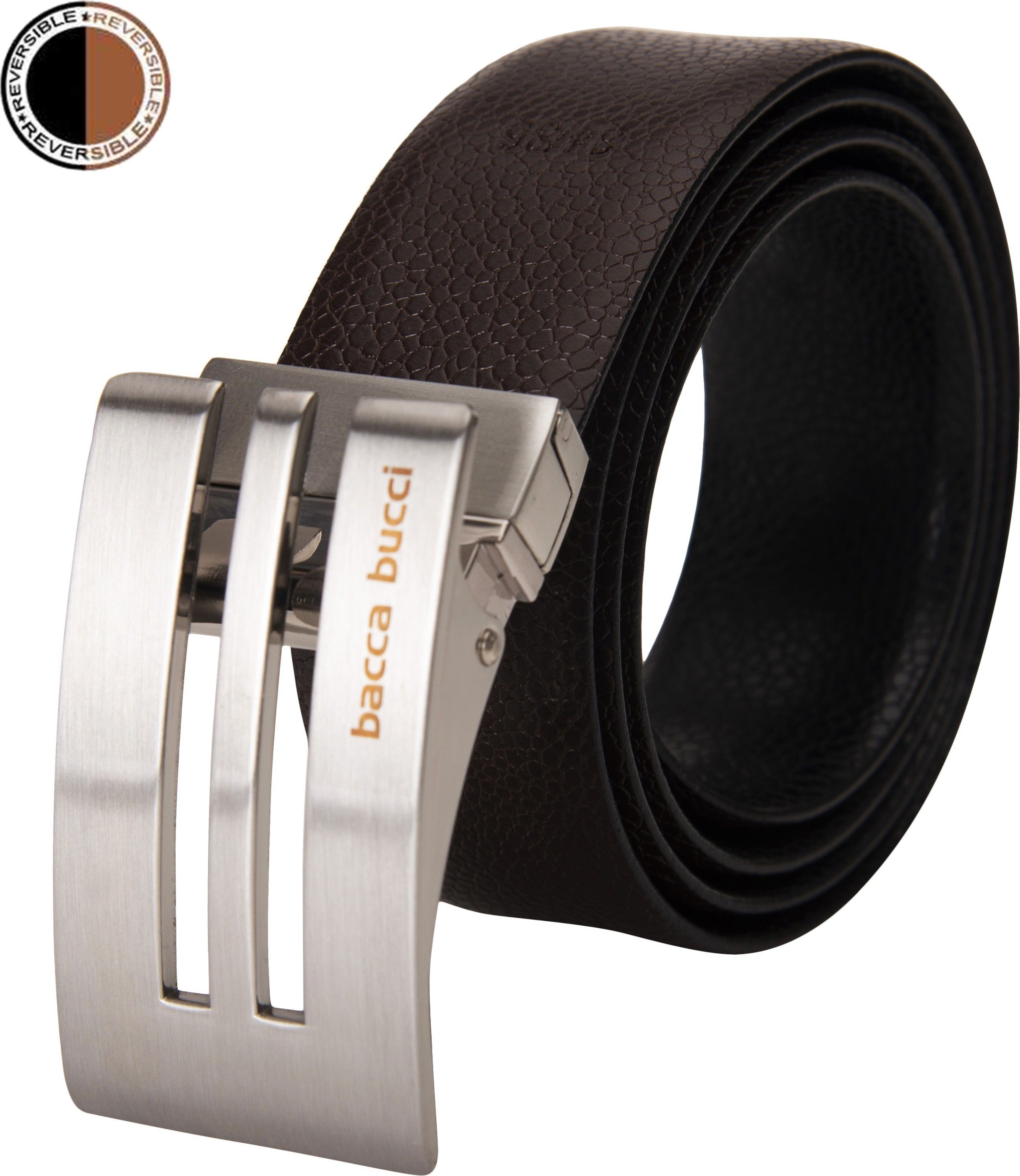 bacca bucci Men Casual, Party, Evening, Formal Black, Brown Genuine Leather Reversible Belt-picture-10