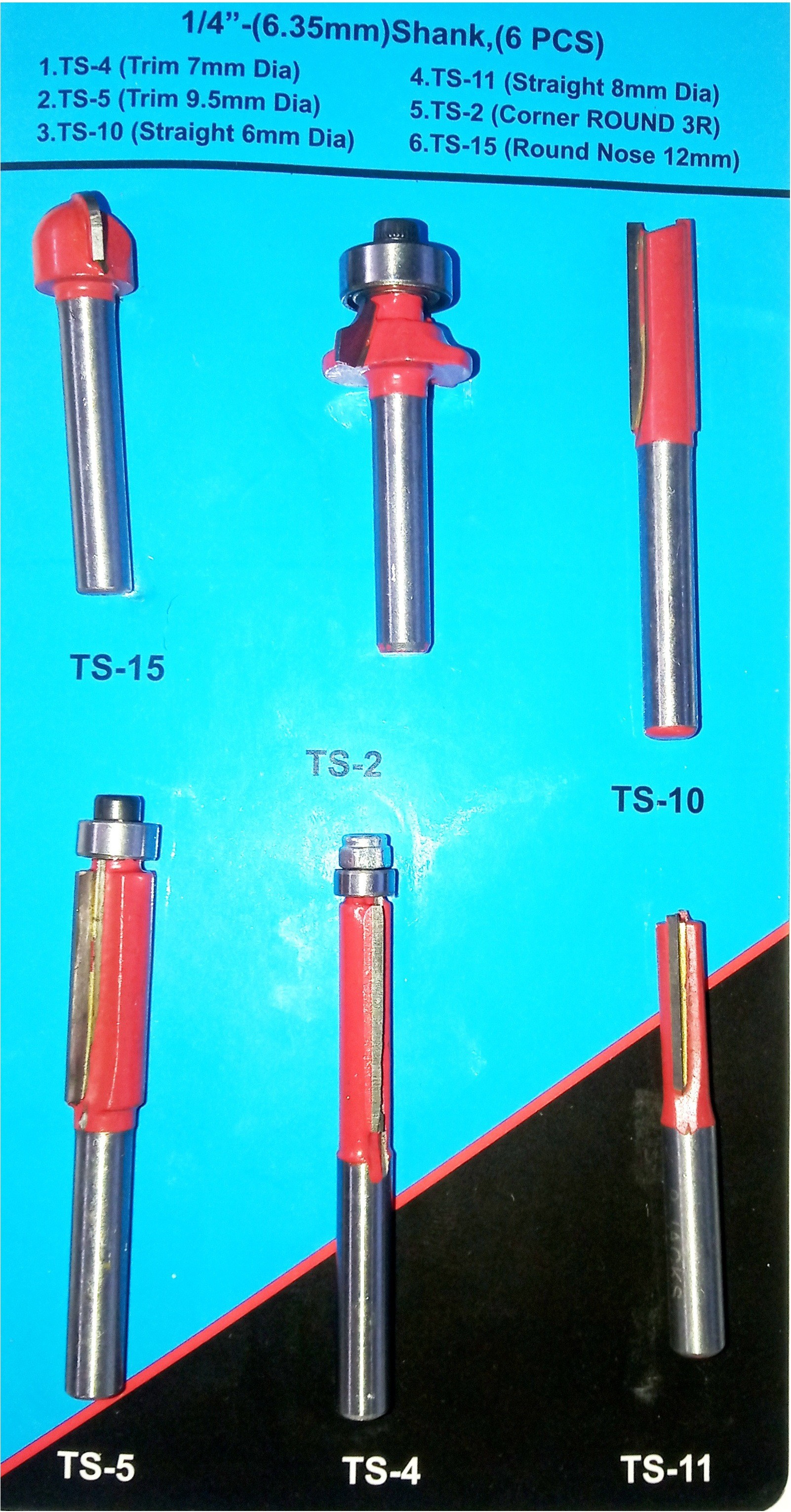 inditrust smo Heavy Duty 6pc Trimmer Router Bits Set 6.35 Wood Working Rotary Tool Rotary Tool image 1