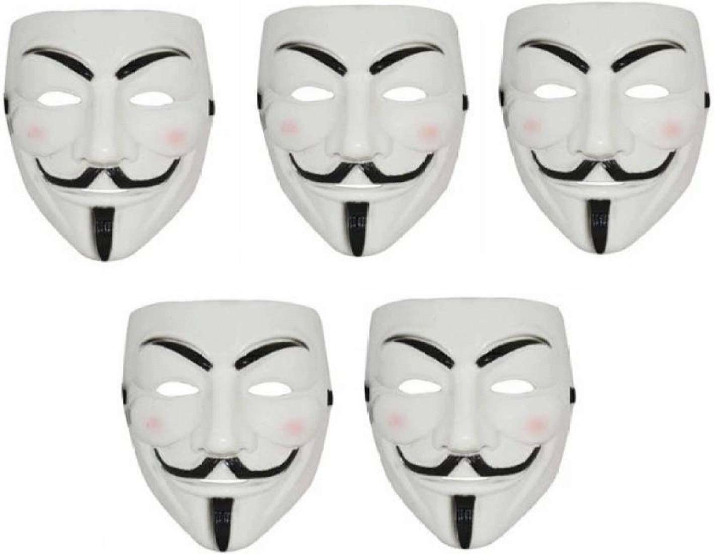 rangbaaz enterprises `Vendetta Comic Face Anonymous (White) Gift Set Of 5 Pcs Party Mask Party Mask-picture-14