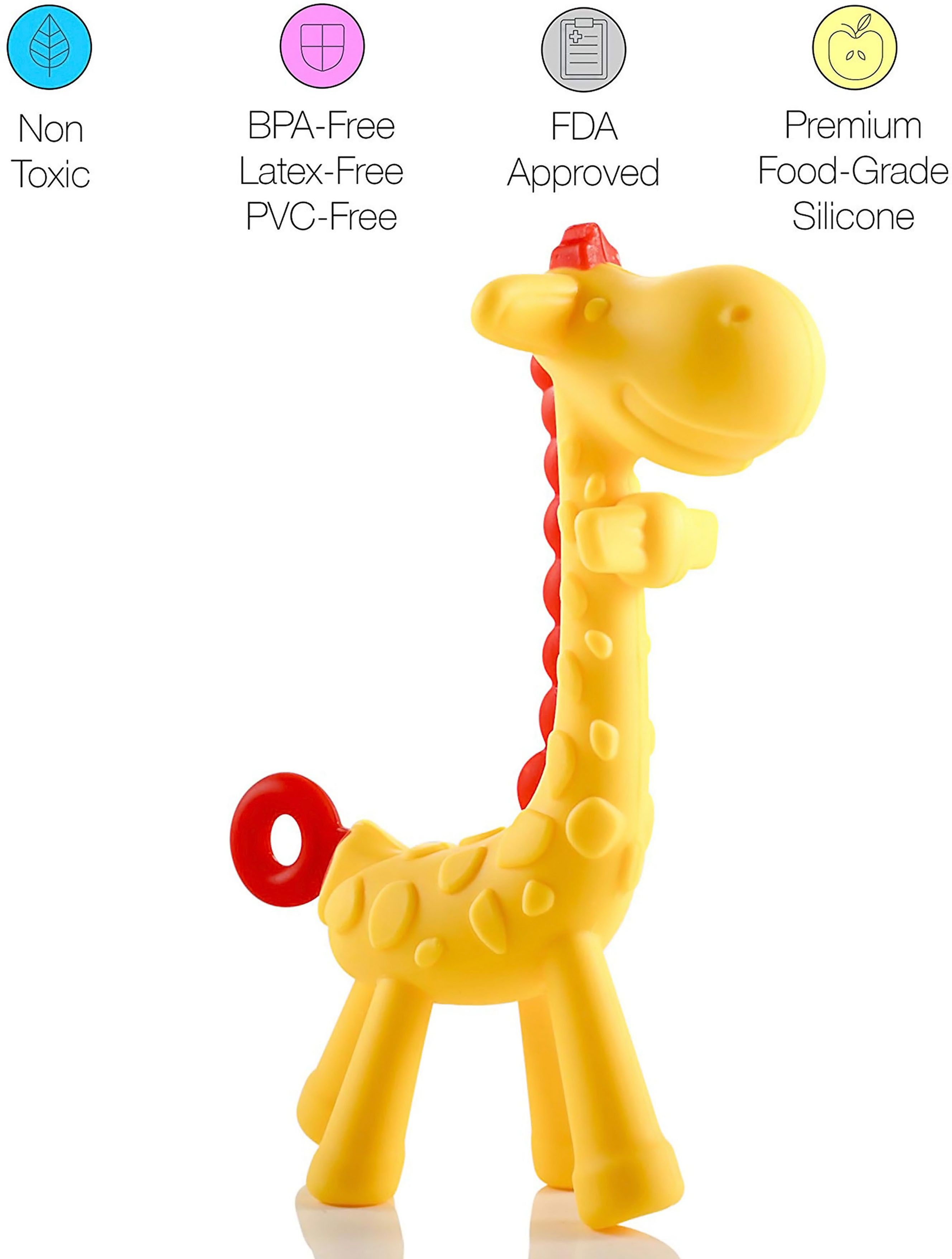 Baby Giraffe Teether Non-Toxic BPA-Free Silicone Safe and Flexible Teething Toy for Infant Toddler Teether-image-14