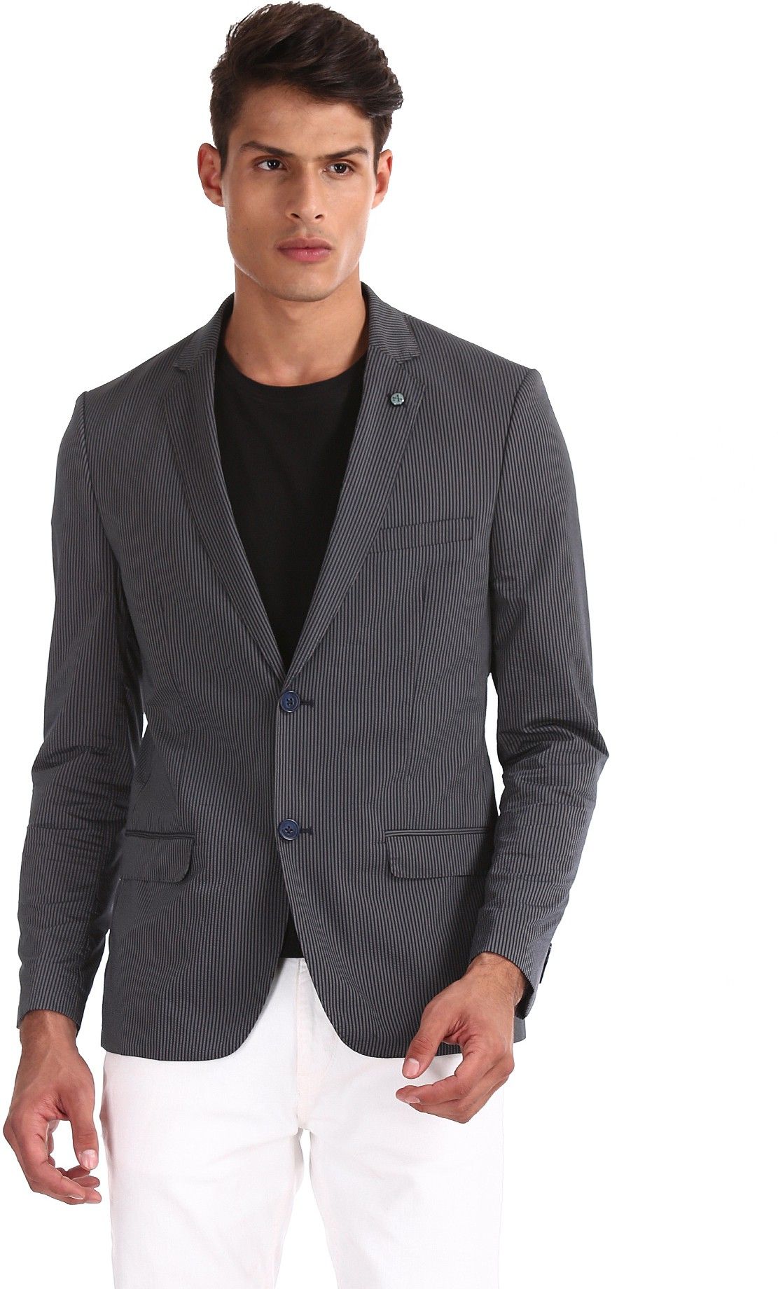 Men Striped Single Breasted Formal Blazer-image-47