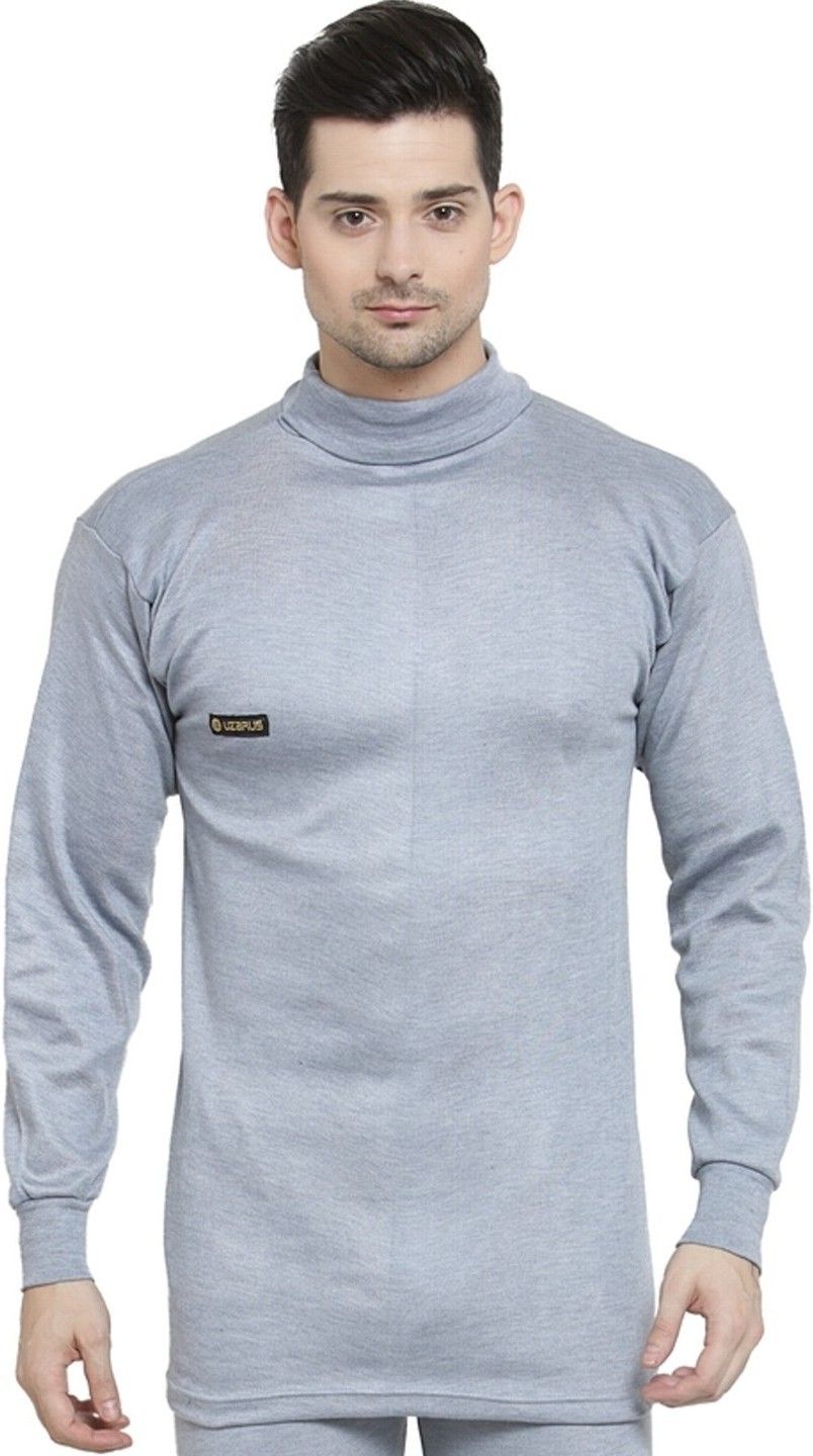 UZARUS Men's Solid High Neck Thermal Wear Top Men Top Thermal-picture-11