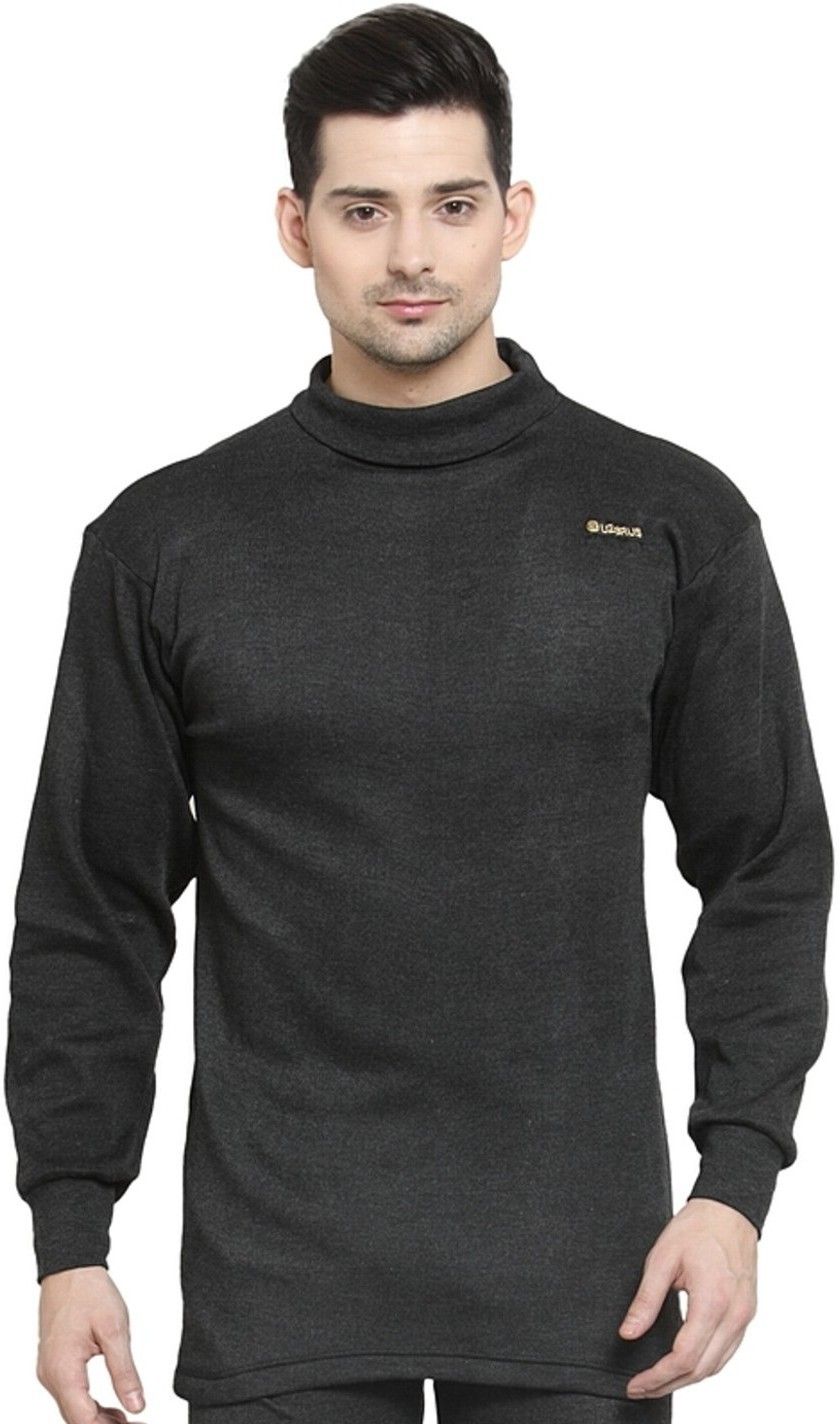 UZARUS Men's Solid High Neck Thermal Wear Top Men Top Thermal-picture-22