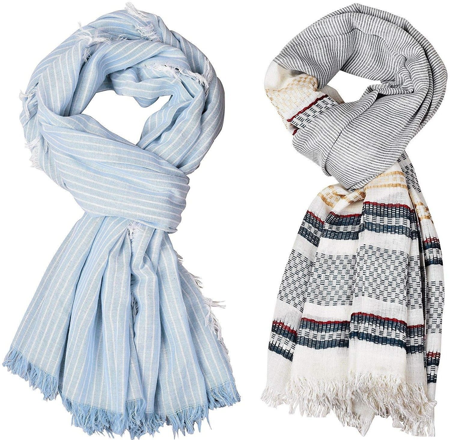 aimee Striped Pure Cotton Men Multicolor Stole-picture-28