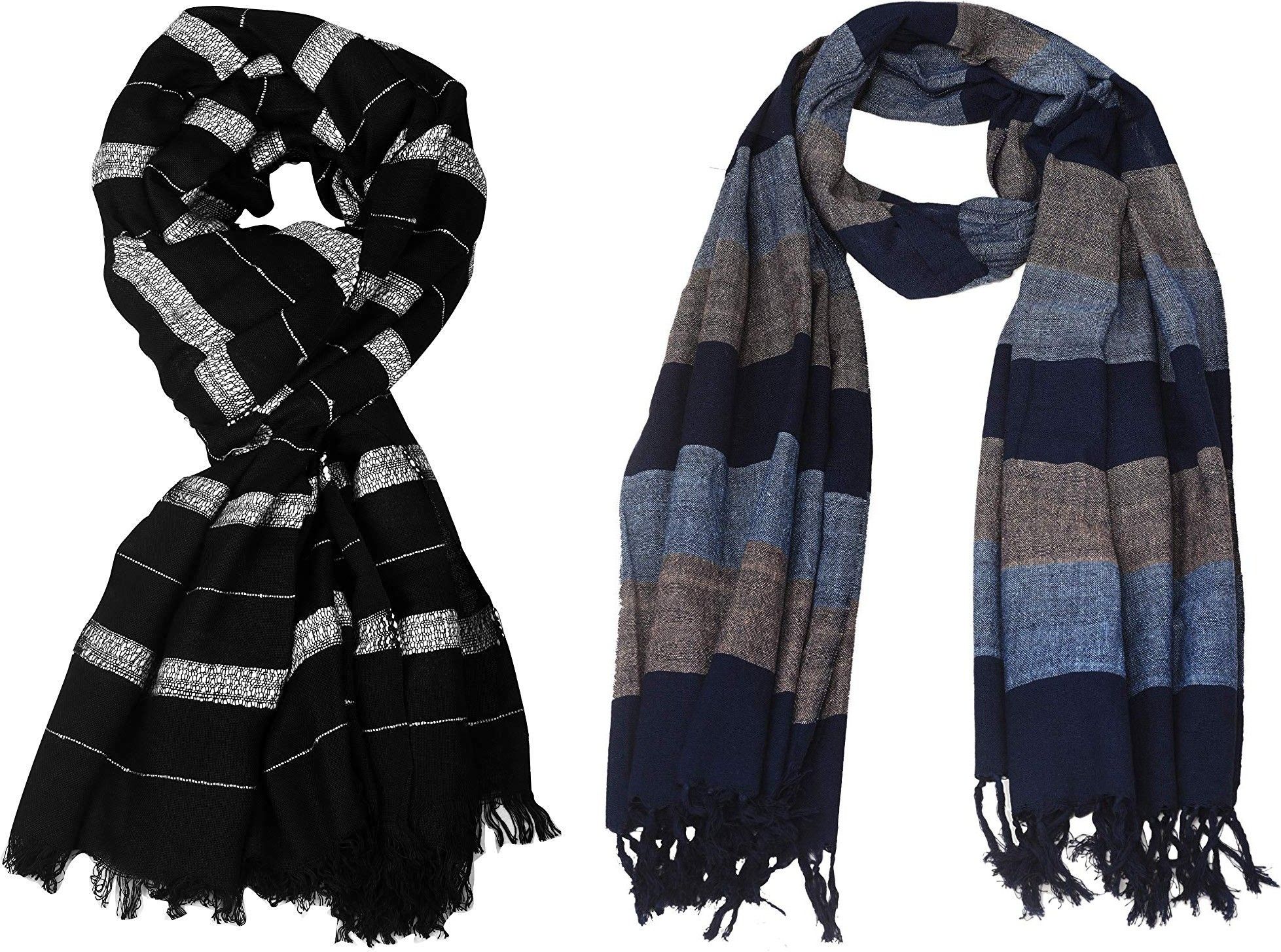 aimee Striped Pure Cotton Men Multicolor Stole-picture-27