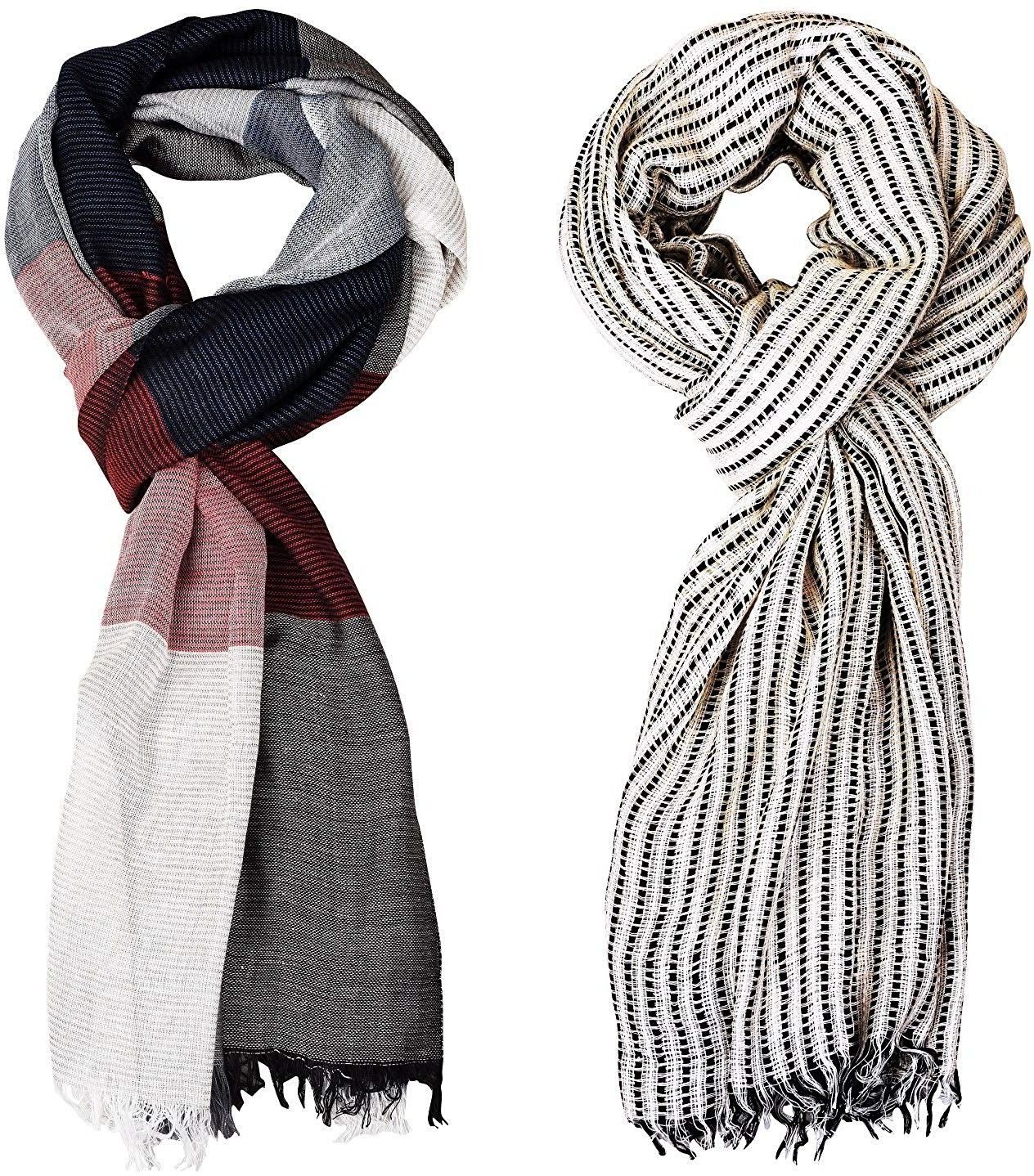 aimee Self Design Pure Cotton Men Multicolor Stole-picture-20