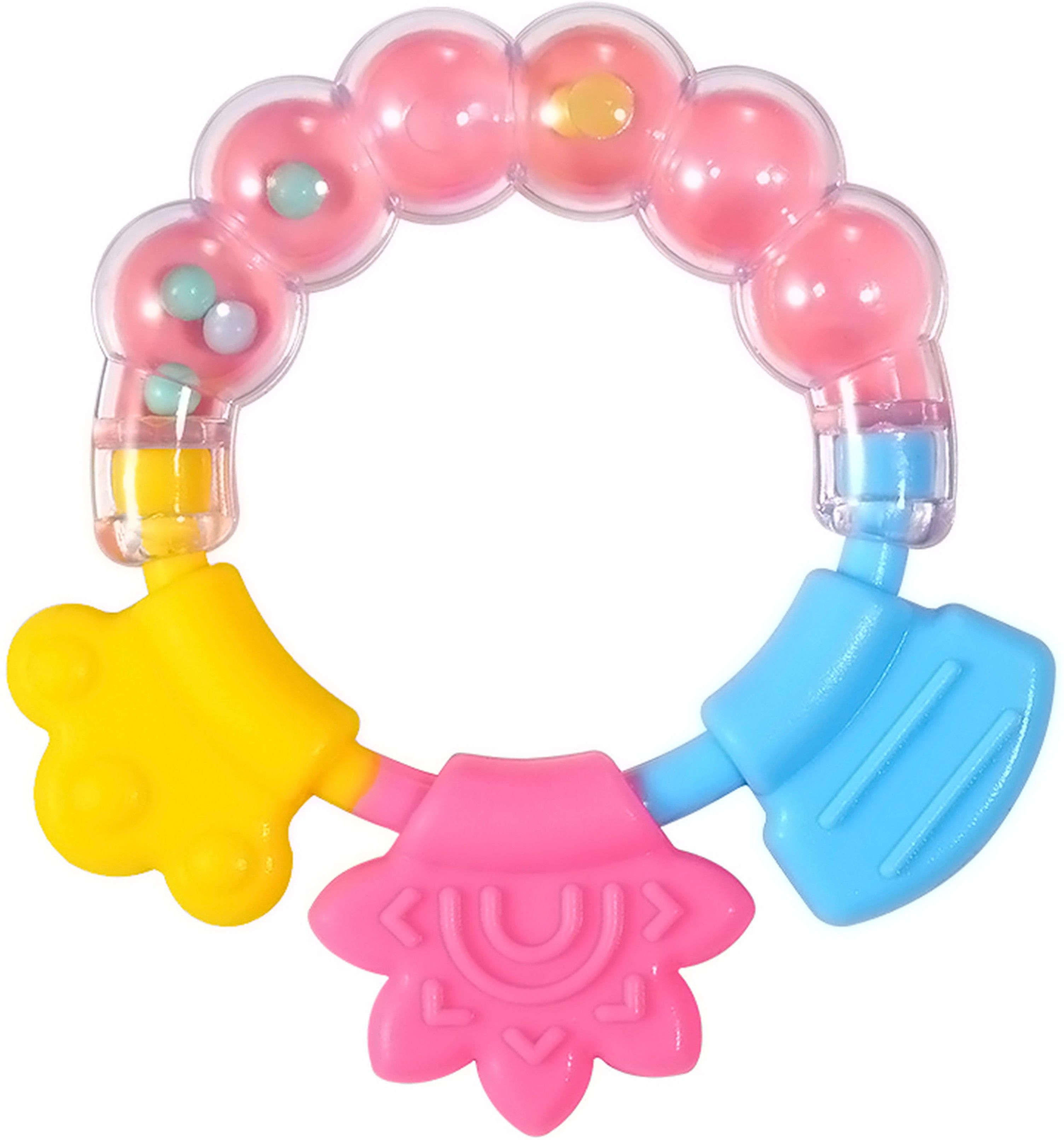 Baby Rattles Teether Toys, Grasping Toy Sensory Teething Rattle, Boiled Disinfection for Infant Newborn Baby Toddler (Pink) Teether-image-18