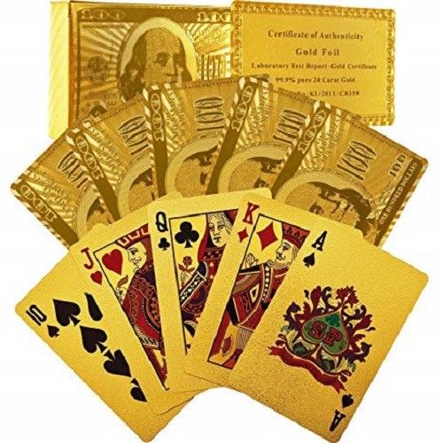 awestuffs Imported Golden Waterproof durable Poker Playing 100 Dollar cards-picture-48