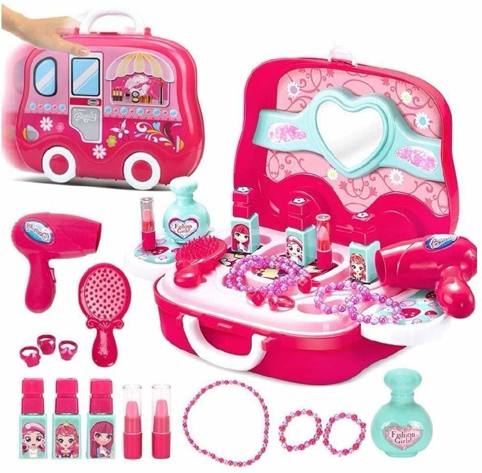 Beauty Set Fashion Accessories Toy Kit | Durable Kit Hair Salon with 19 Pcs Makeup Accessories for Children Girls Above 3 Years | Pretend Play Set-image-48