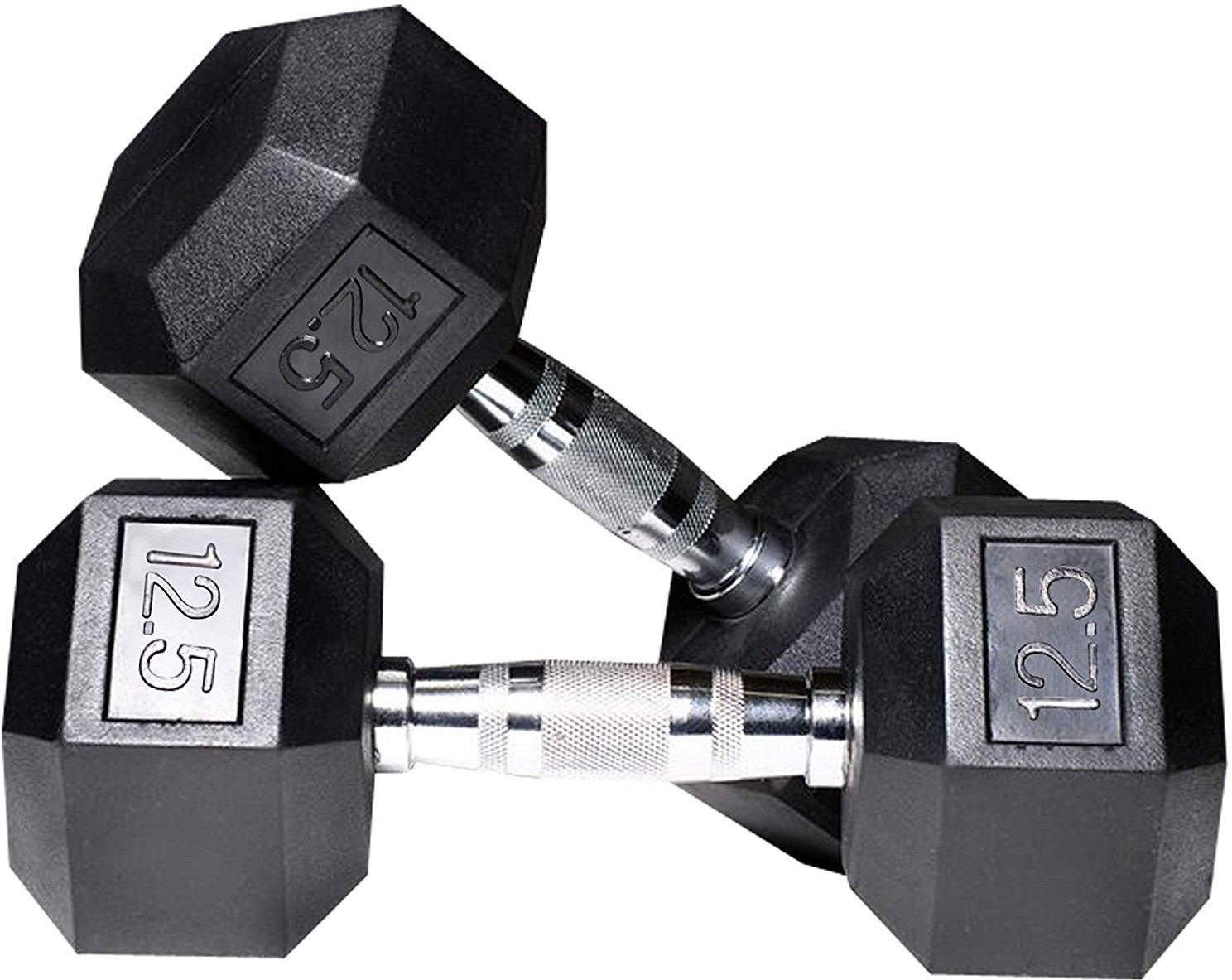 0.2 kg Pair Of 12.5 KG X 2 (Total 25 KG) HEX RUBBER (Pair) Fixed Weight Dumbbell Home Gym Combo-image-39
