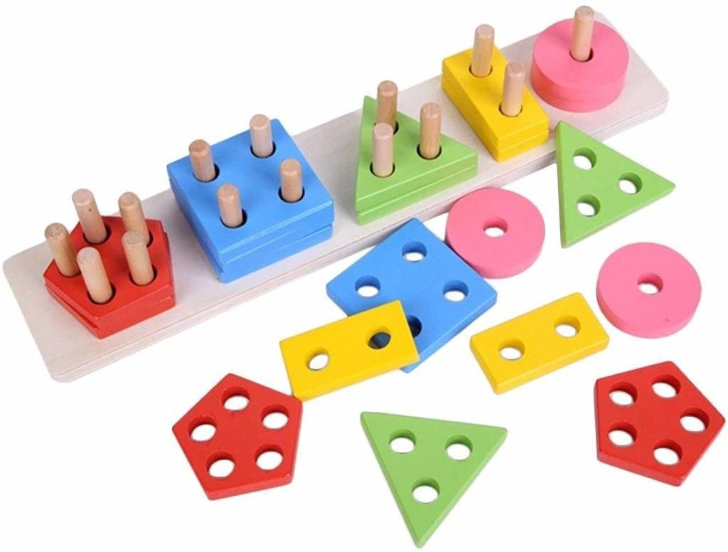 Learning Toys,Wooden Geometric Shape Sorter (Multicolor)-image-0