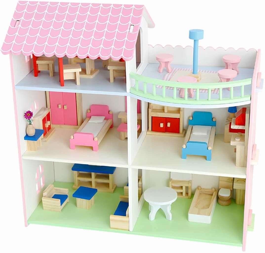 Pretend Play Wooden Doll House