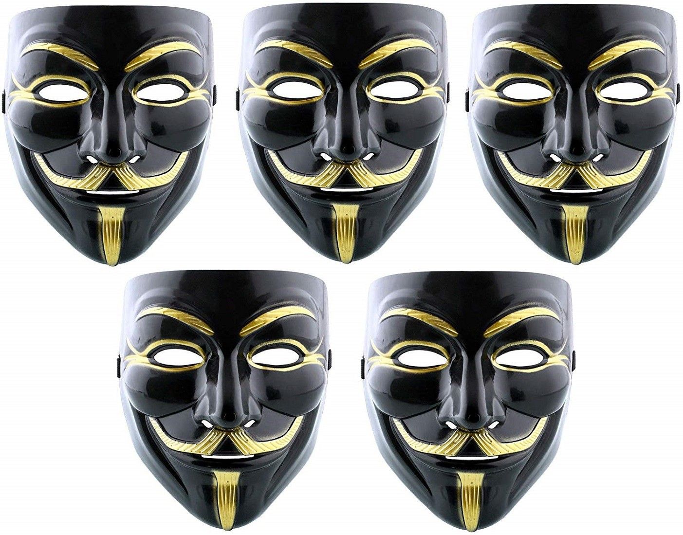 rangbaaz enterprises Vendetta Comic Face Anonymous (Black) Gift Set Of 5 Pcs Party Mask Party Mask-picture-10