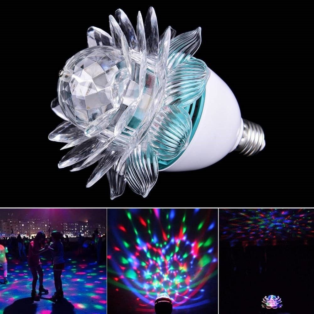 wundervox 3W LED Lotus Stage Light 360 Degree LED Magic Light Auto Rotating RGB Bulb Single Disco Ball-picture-37
