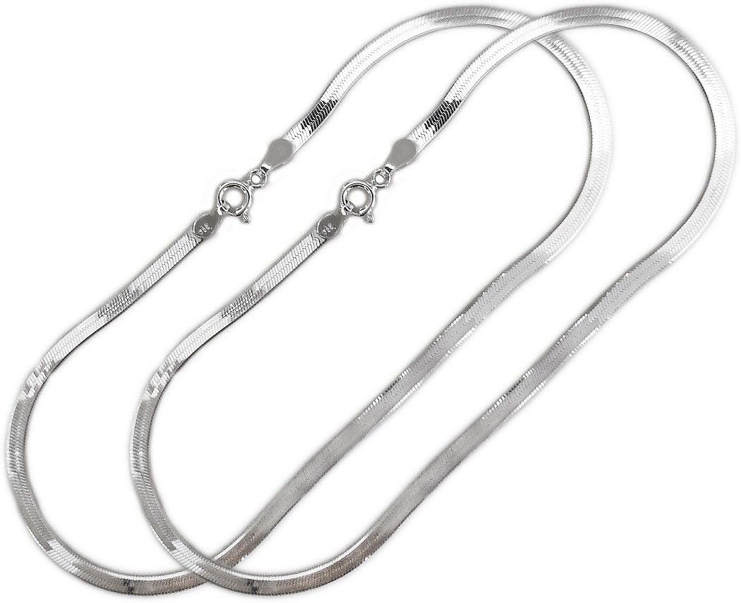 mj 925 Pair of Flat Snake Design Pure 92.5 Sterling Silver Anklet-picture-13