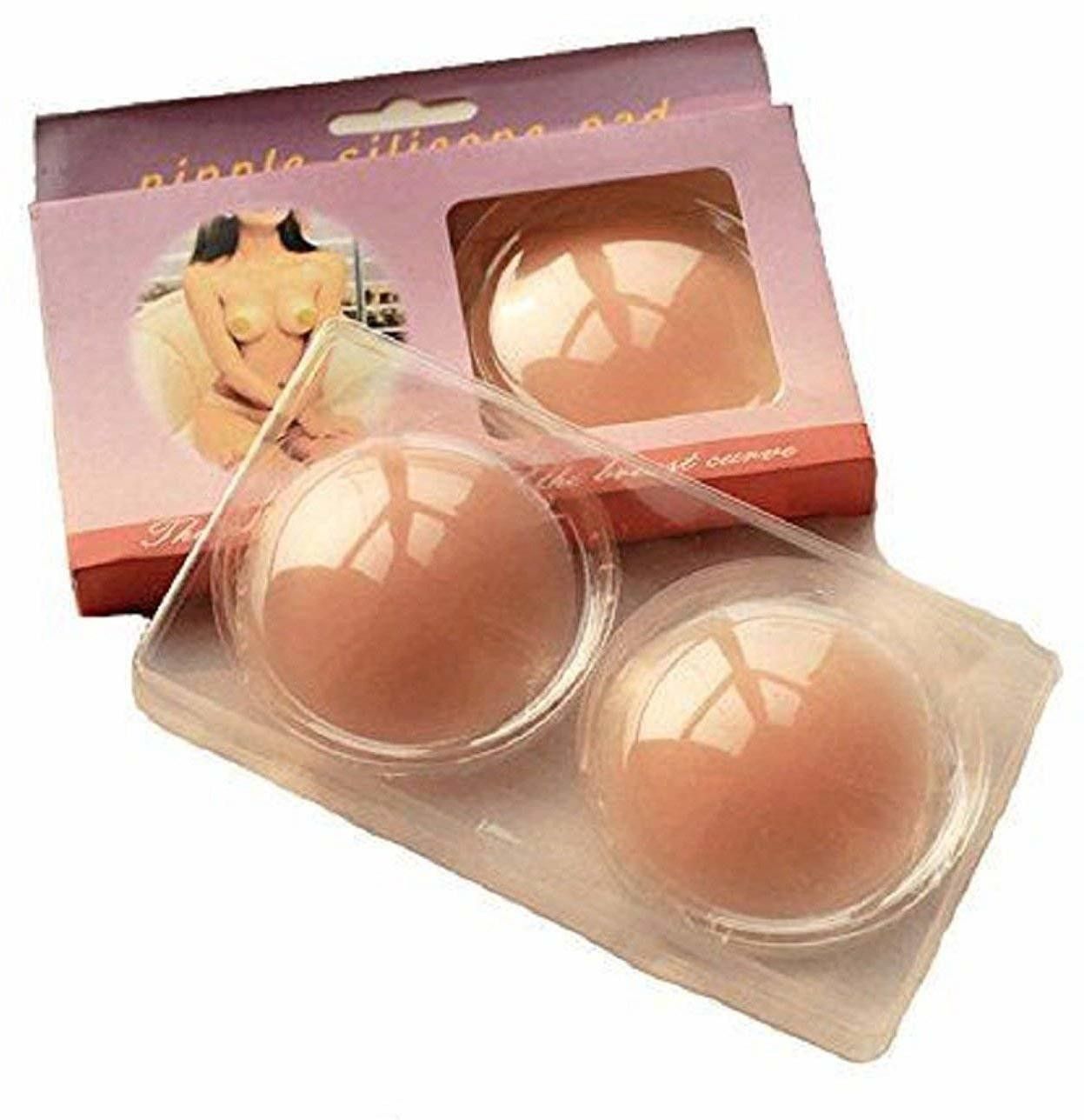 JGJ Silicone Nipple Cover Bra Reusable Pads - Thin (Free-Size) (Beige) 2 Size Breast Supple Cup