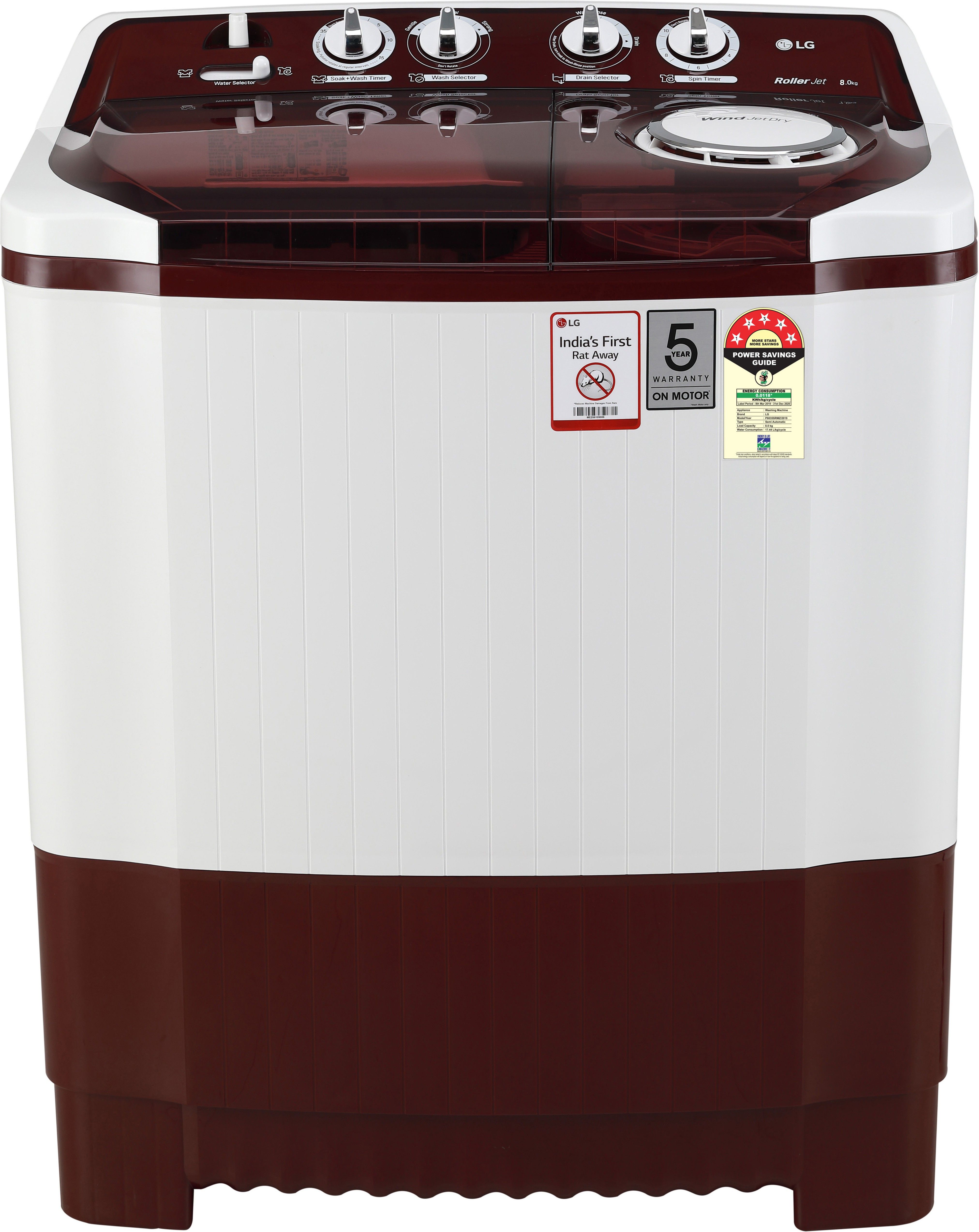 lg 8 kg 5 Star Rating Semi Automatic Top Load Red-picture-42