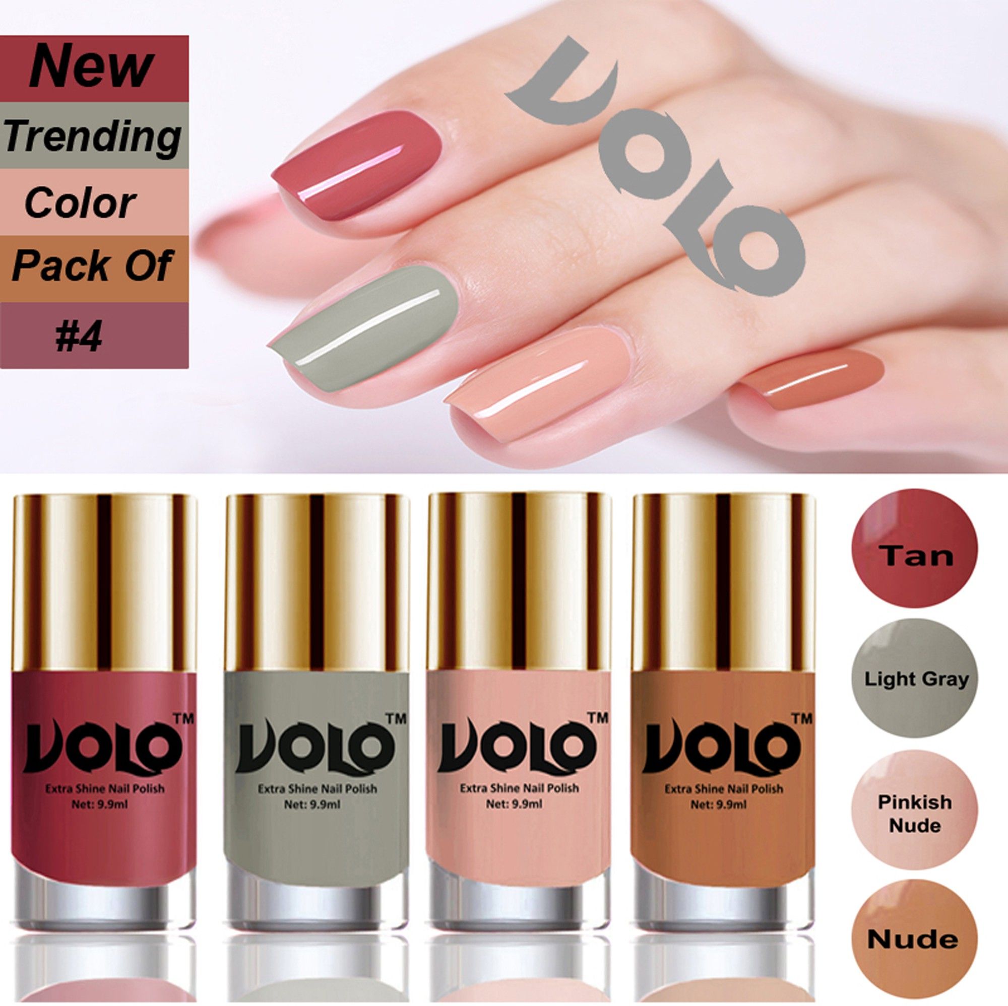 volo Grand Shine Everlasting High Definition Nail Polish Combo Set Combo-102 Tan, Light Gray, Pinkish Nude, Nude-picture-23