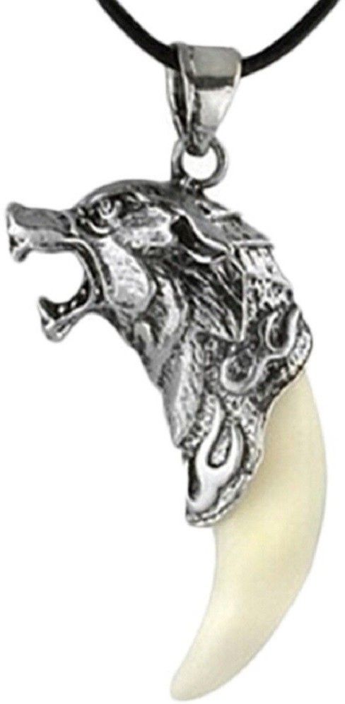Silver Steel Wolf White Tooth Necklace Silver Beads Metal, Zinc, Alloy Pendant-image-49