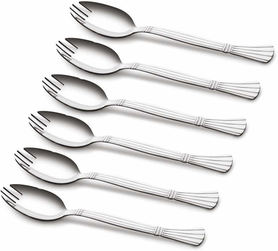 shri & sam 2-in-1 Stainless Steel Spoon Cum Fork Set, Spork, 6-Pieces, Silver Steel Serving Spoon Set-picture-26