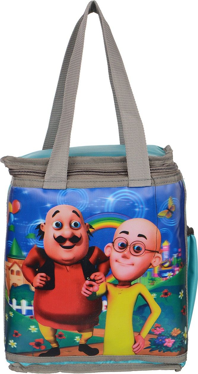naaz Polyester Waterproof 3D Printed Motu Patlu Lunch/Tiffin Bag (Green) Waterproof Lunch Bag-picture-11