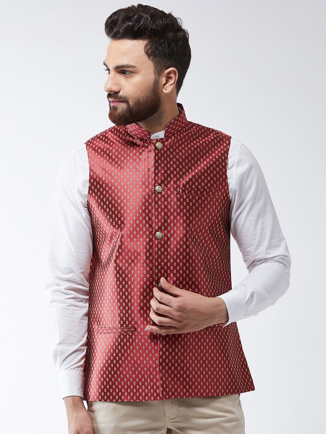 sojanya Self Design Men Waistcoat-picture-27