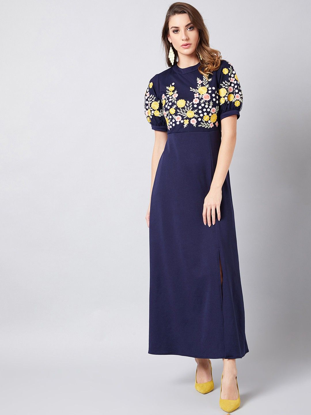 Women Maxi Dark Blue Full Length Dress-image-34