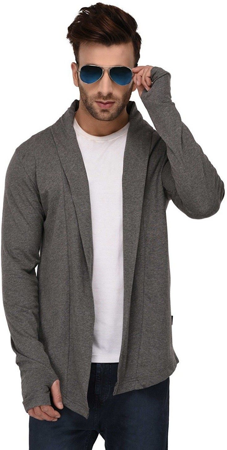 clothify Men Full Sleeve Grey Shrug-picture-0