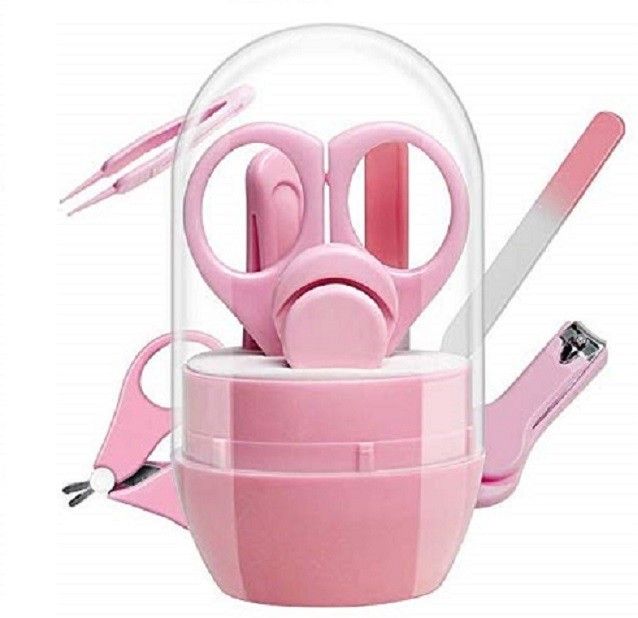 4-in-1 Baby Grooming Kit Baby Nail Cutter, Nail File, Nail Scissors & Tweezers for Baby Kids Infants -Pink.