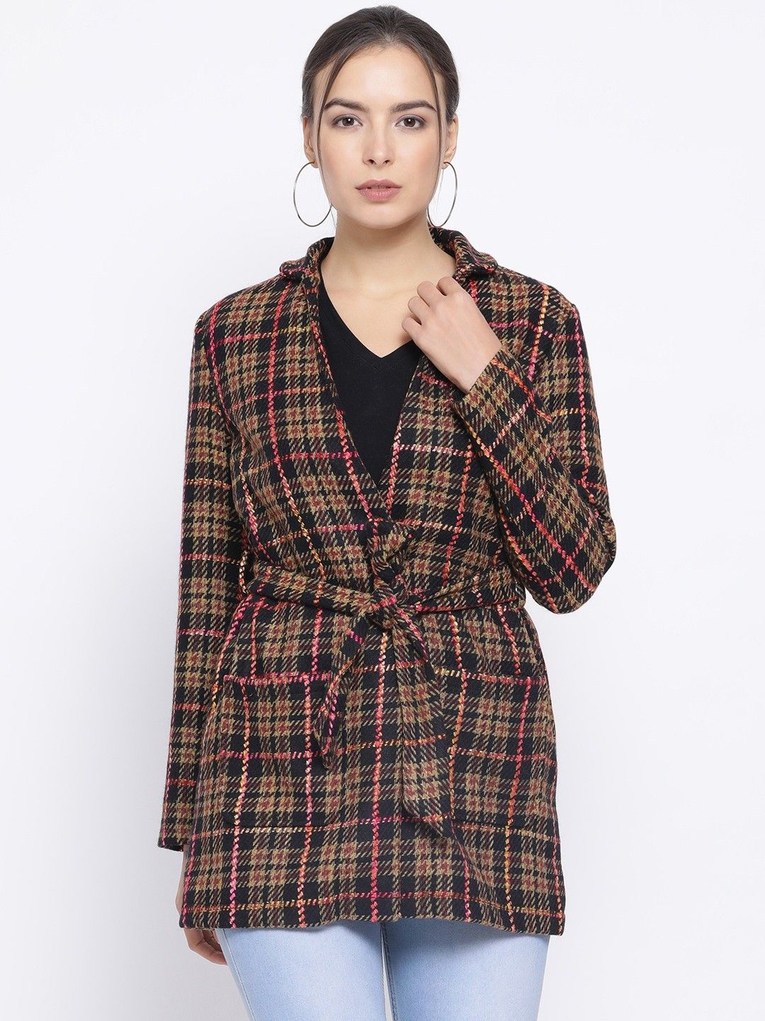 oxolloxo Wool Blend Checkered Coat For Women-picture-16