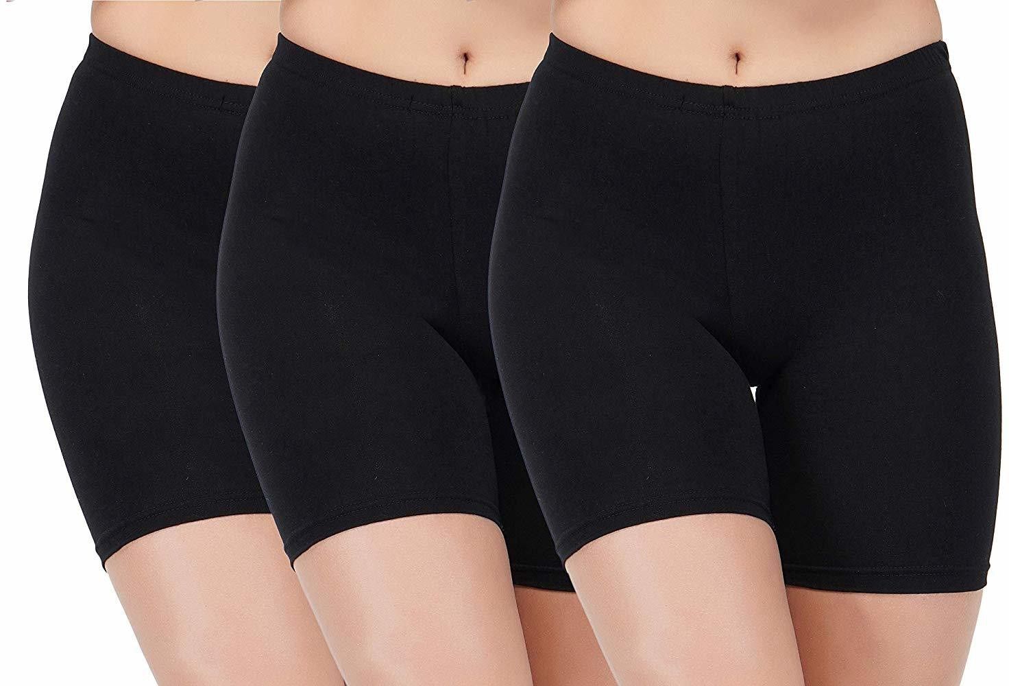 fasla Pack of 3 Solid Women Black Cycling Shorts-picture-16