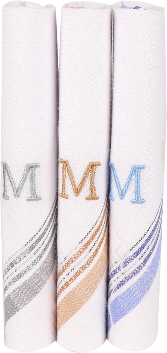poksi Embroidered handkerchief with initials "M" Handkerchief for men & boys kerchief (Initial -M) ["White"] Handkerchief-image-24