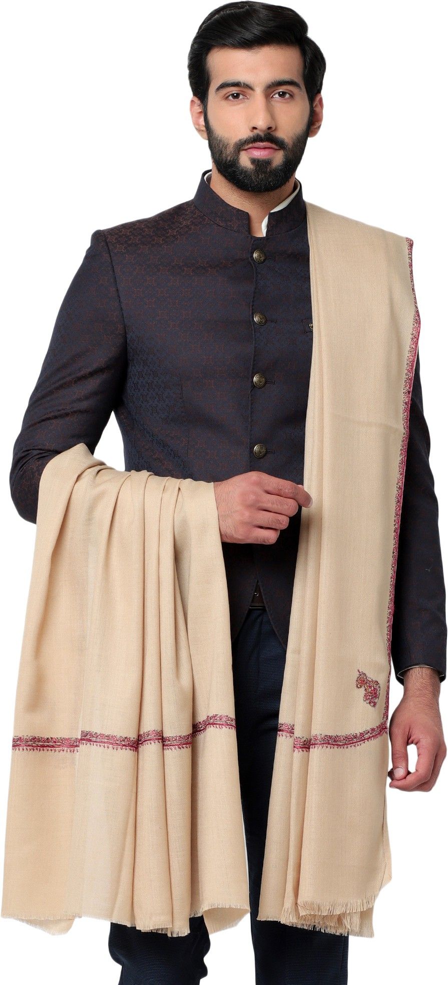 WEAVERS VILLA Pashmina, Wool Embroidered Men Shawl-picture-13