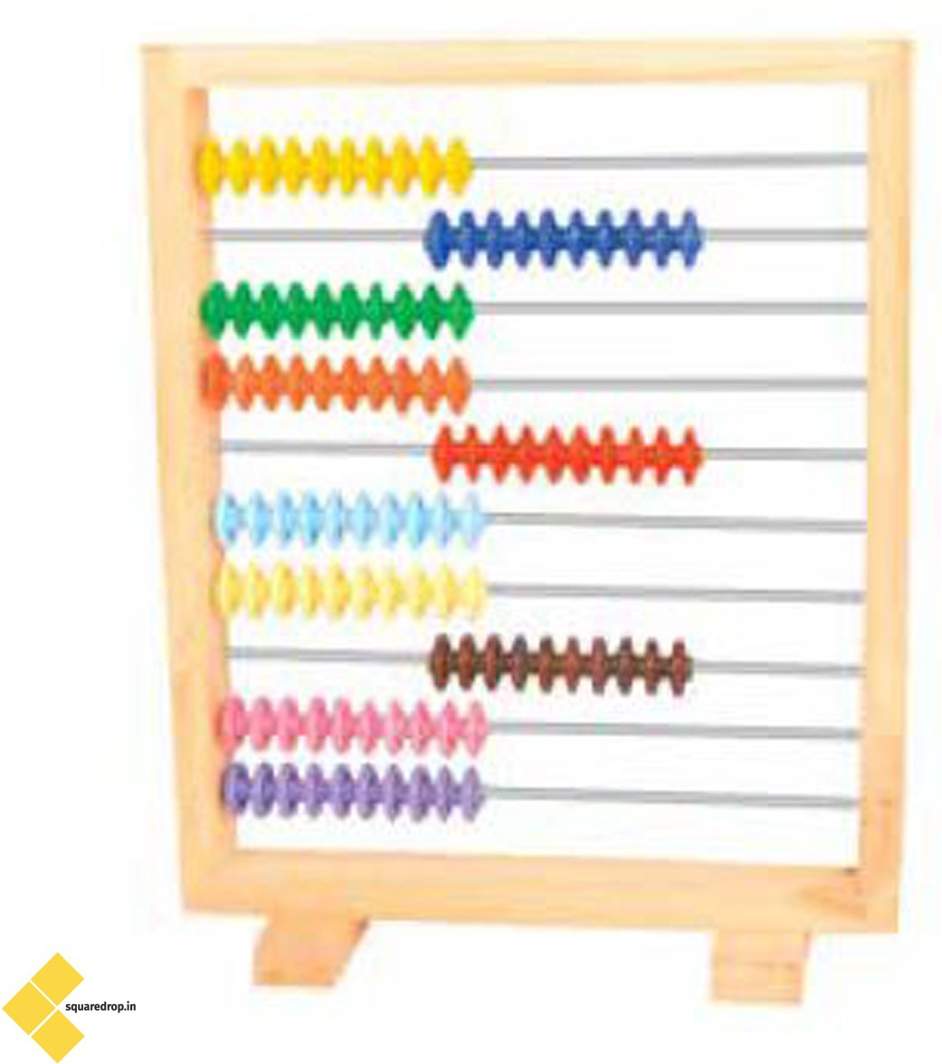 square drop Frame Abacus Wooden 100 beads with 10 wire - Place of Value - Mathematics - Geometry Brain Boosting Mathematical Activities for Age 5+ Years Old Kids - Do It Yourself Mathematics Activity Kit image 1