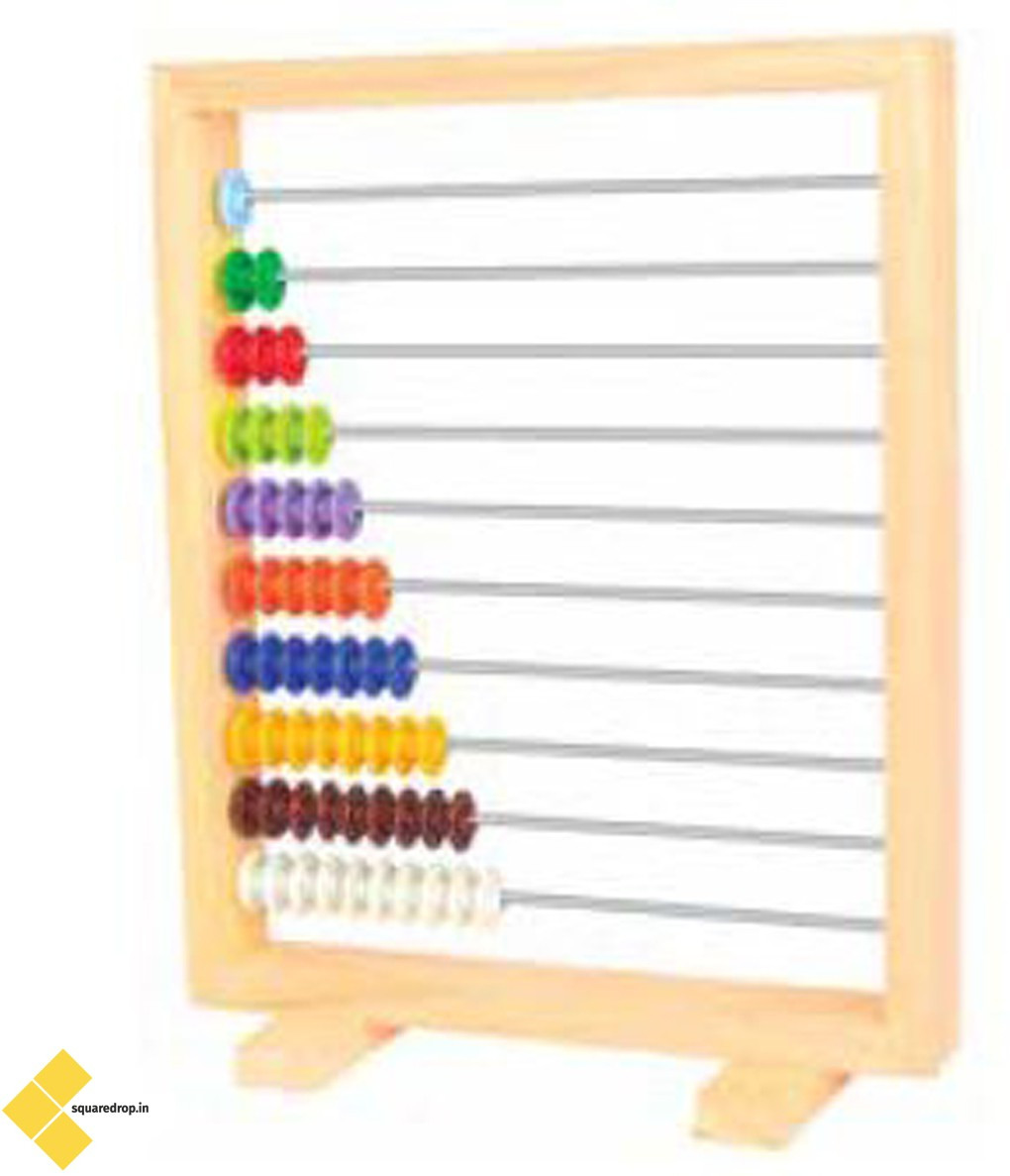 square drop Counting Abacus Wooden 55 beads with 10 wire - Place of Value - Mathematics - Geometry Brain Boosting Mathematical Activities for Age 5+ Years Old Kids - Do It Yourself Mathematics Activity Kit image 1