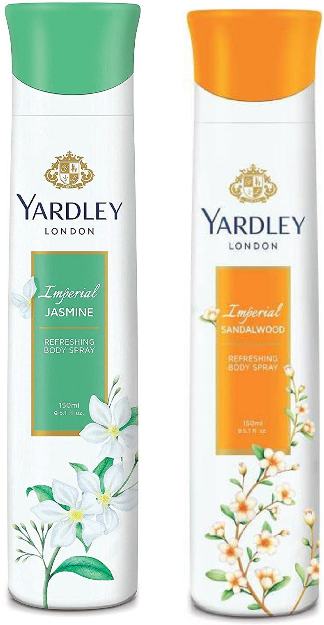 yardley london Imperial Jasmine and Imperial SandalWood Body Spray for Women 150ML Each (Pack of 2) Body Spray - For Women-picture-34